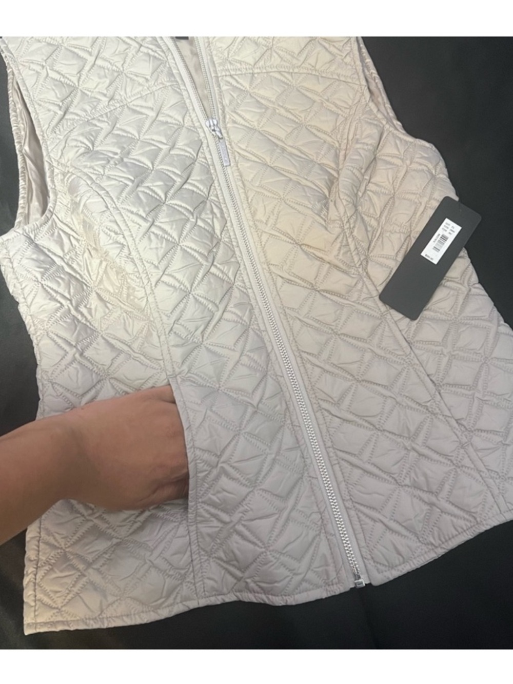 The Limited Eva Longoria Quilted Silvery Grey Puffer Vest - Picture 4 of 5